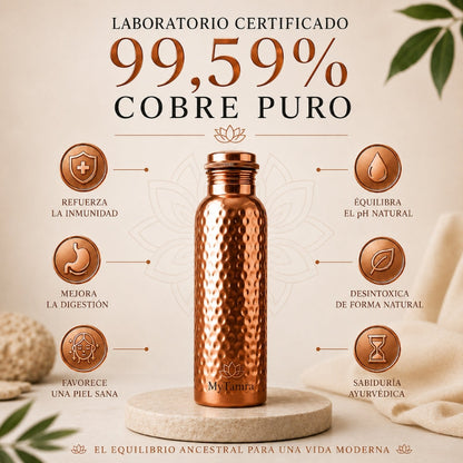 Botella de Cobre Macizo Puro 99,9% Cobreva - Heritage Edition