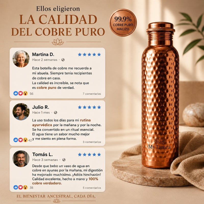 Botella de Cobre Macizo Puro 99,9% Cobreva - Heritage Edition