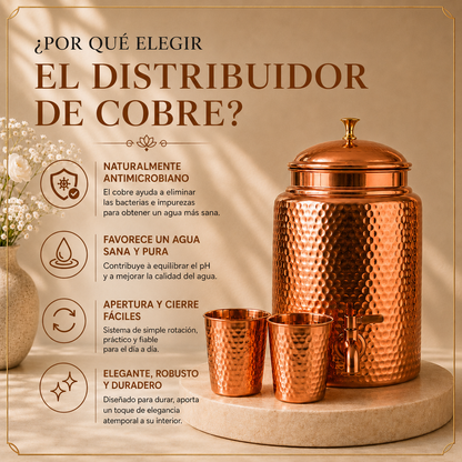 Dispensador de Agua de Cobre Macizo Puro 99,9% Cobreva