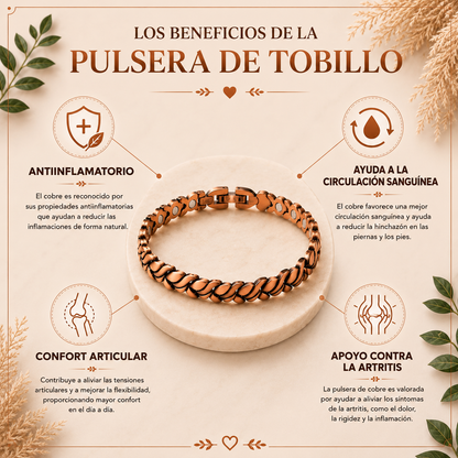 Pulsera de Tobillo de Cobre Puro Cobreva
