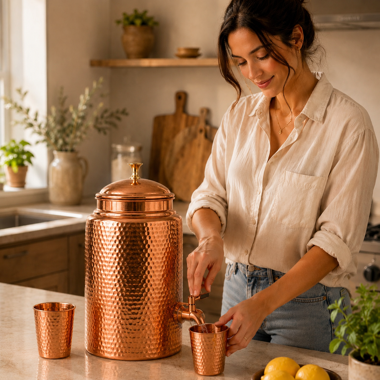Dispensador de Agua de Cobre Macizo Puro 99,9% Cobreva