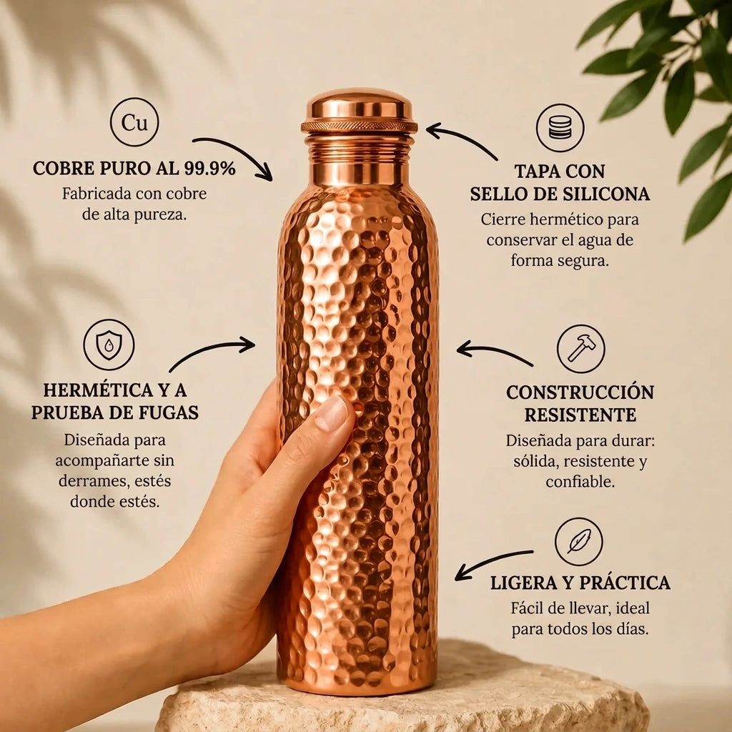 Botella de Cobre – Cobreva™ | Agua Purificada Naturalmente, Sin Plástico