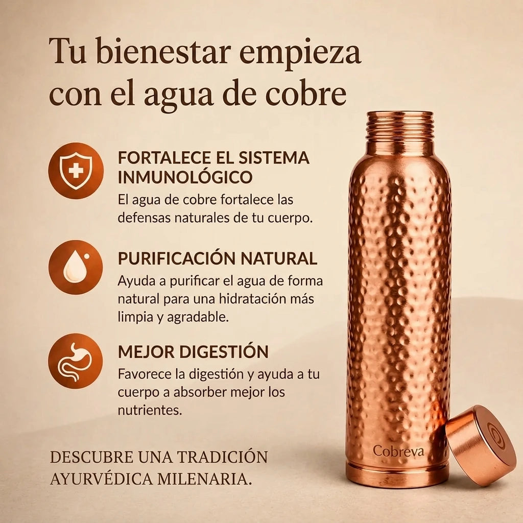 Botella de Cobre – Cobreva™ | Agua Purificada Naturalmente, Sin Plástico